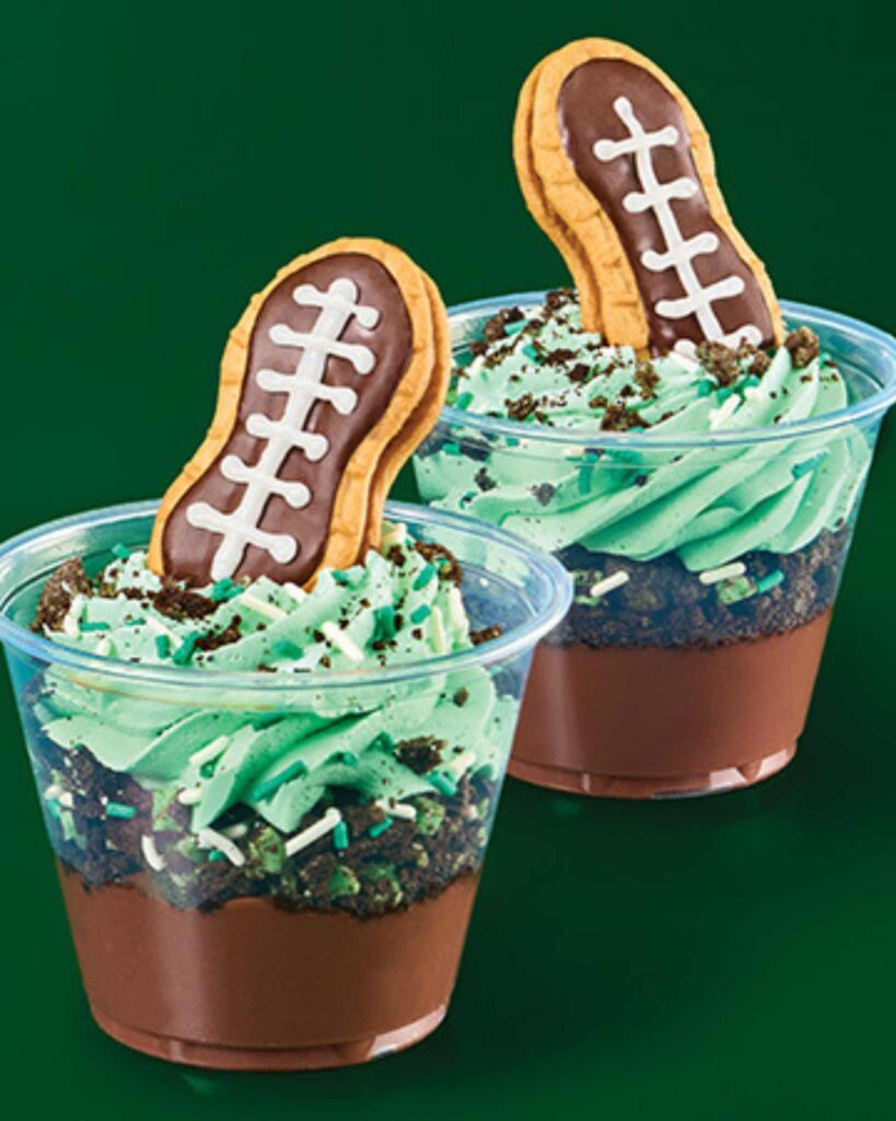 Pudding Cups with Football Toppers