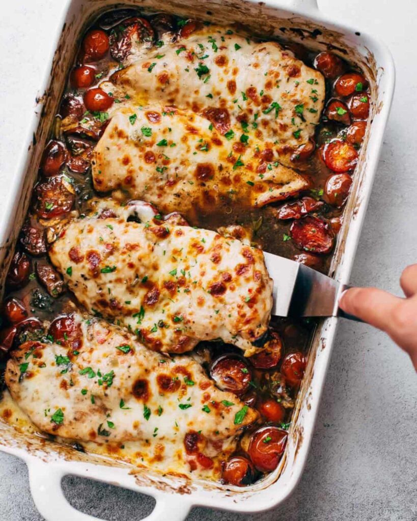 Baked Chicken with Tomatoes and Fresh Mozzarella