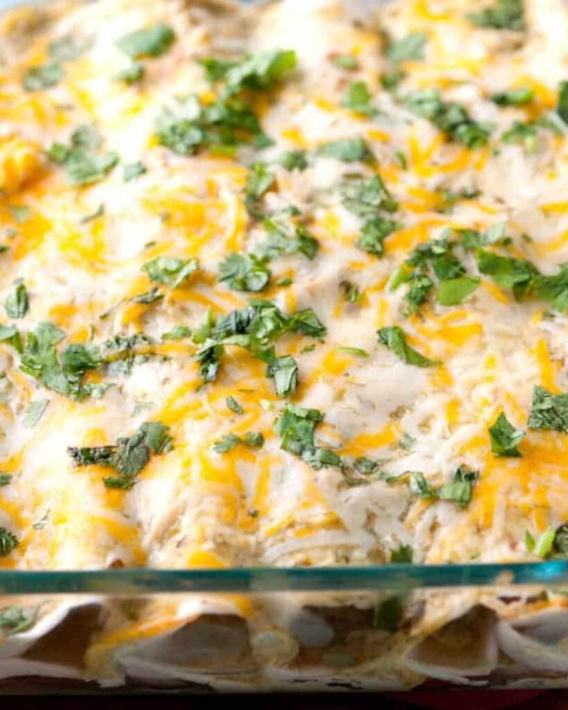 Creamy Chicken Enchiladas with Green Sauce