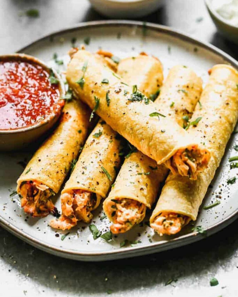 Crispy Baked Mexican Chicken Taquitos