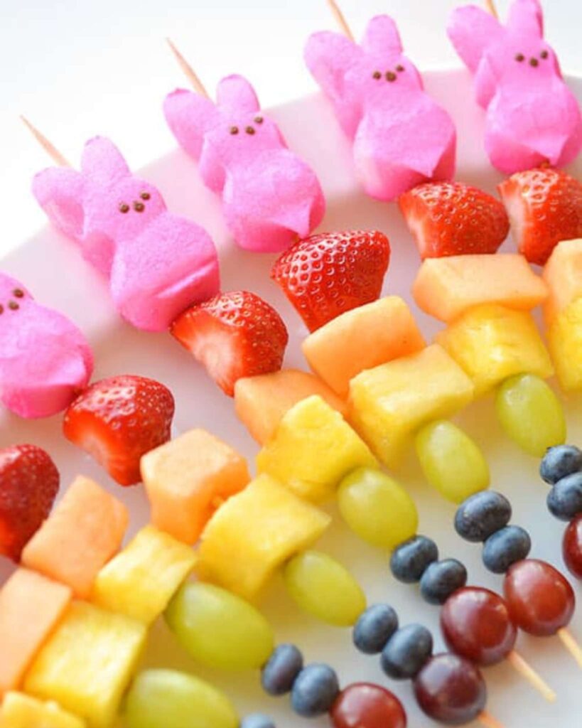 Fruit Kabobs with Marshmallow Bunnies