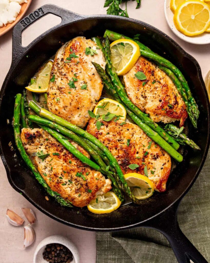 Lemon Chicken with Asparagus and Peas