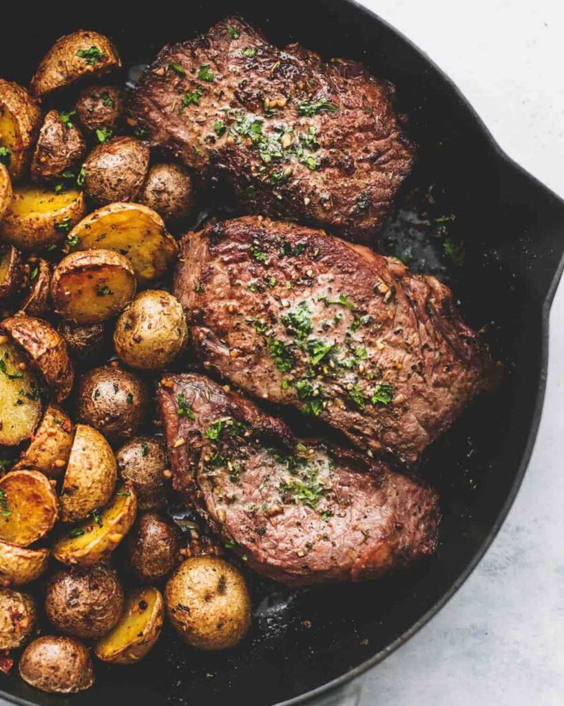 One Pot Garlic Butter Steak and Potatoes