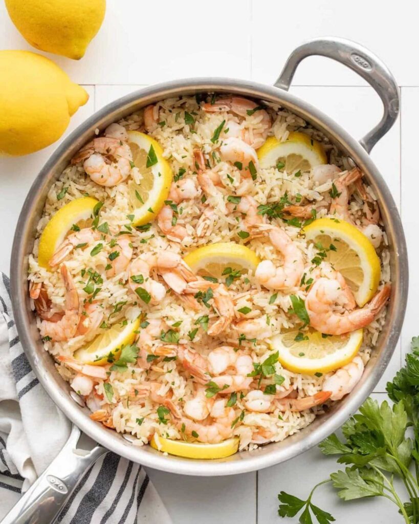 One Pot Lemon Garlic Shrimp and Rice