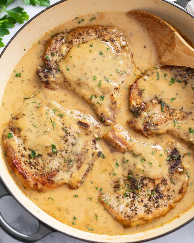 Creamy Garlic Parmesan Pork Chops