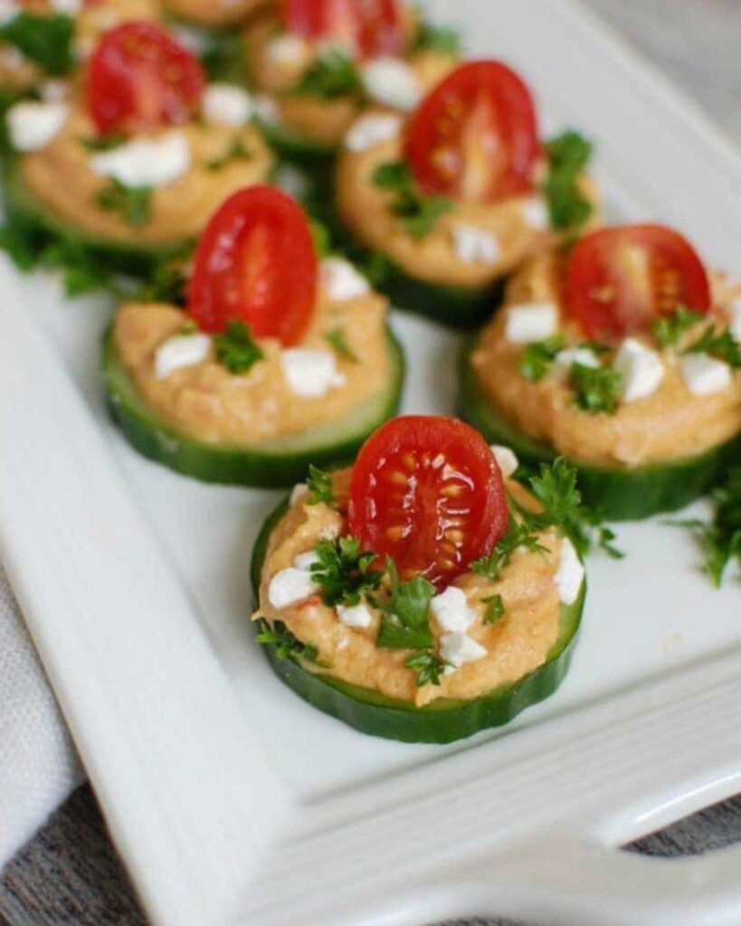 Cucumber Hummus Bites