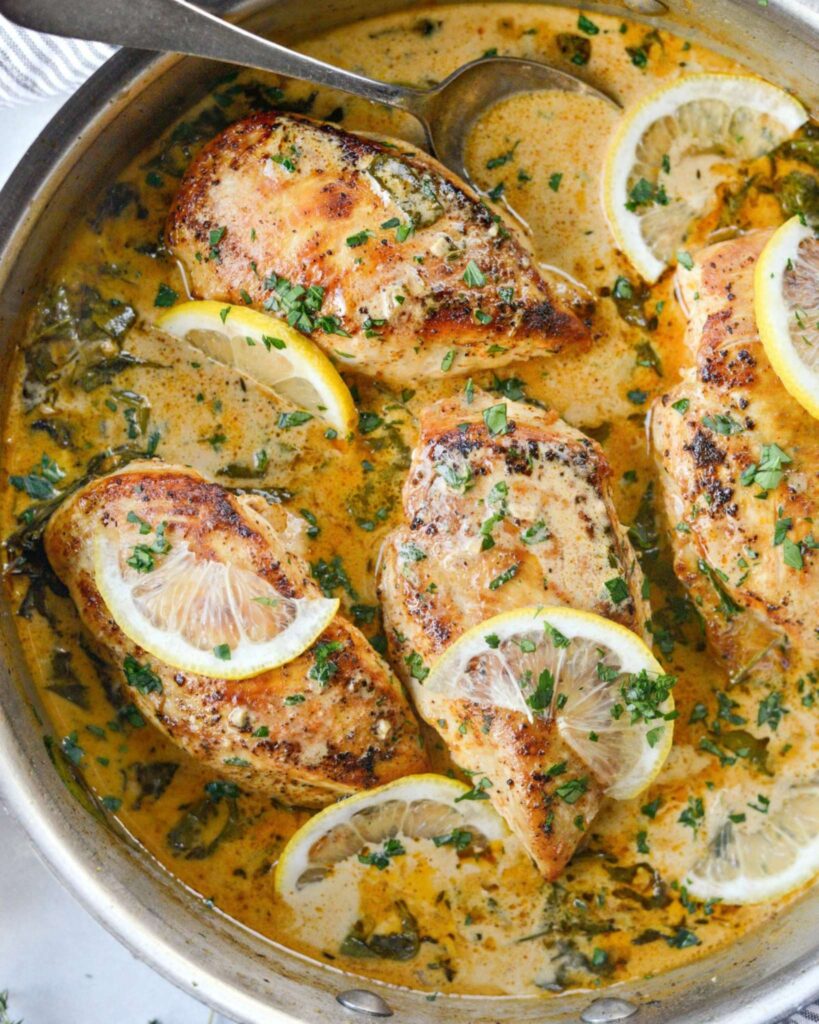 Garlic Lemon Chicken with Spinach