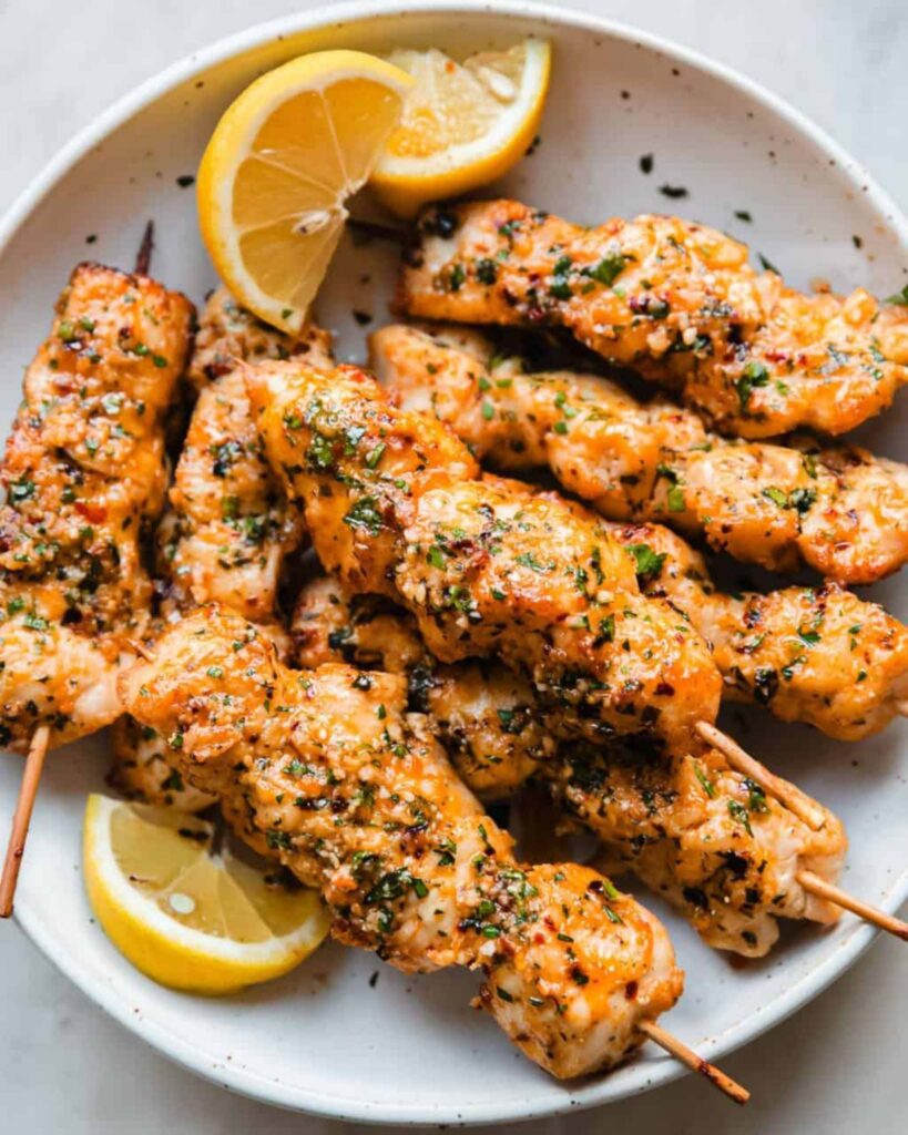 Garlic Parmesan Chicken Skewers
