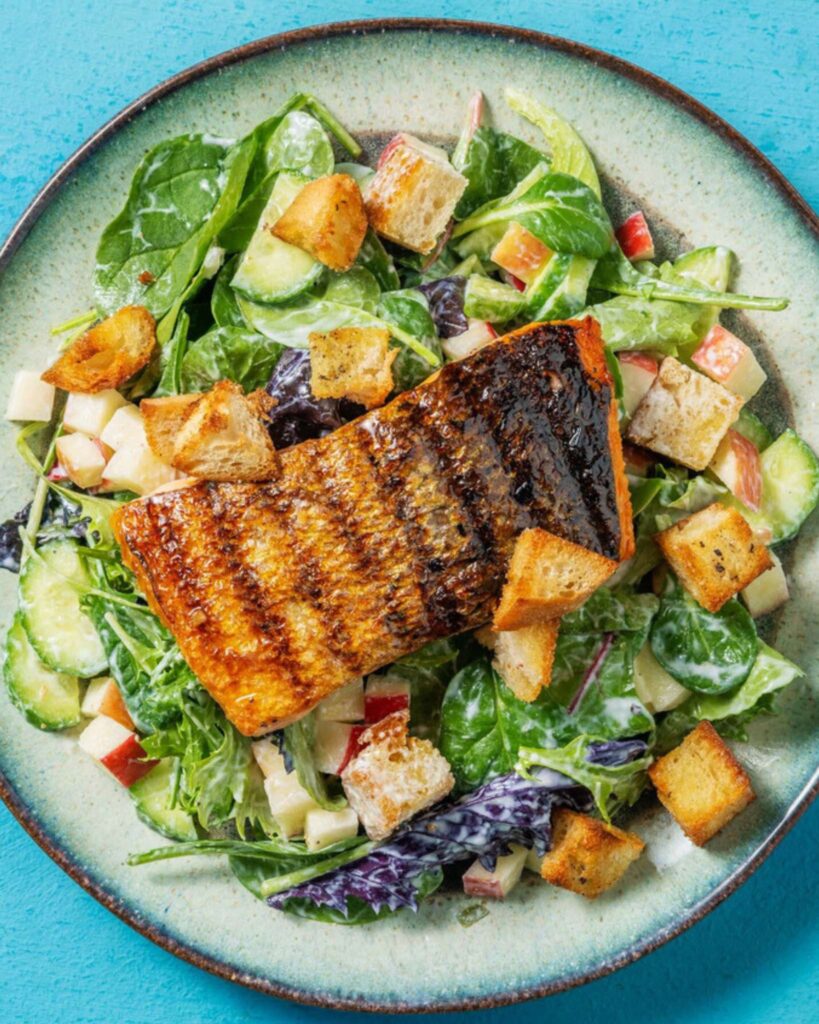 Grilled Salmon with Cucumber Salad