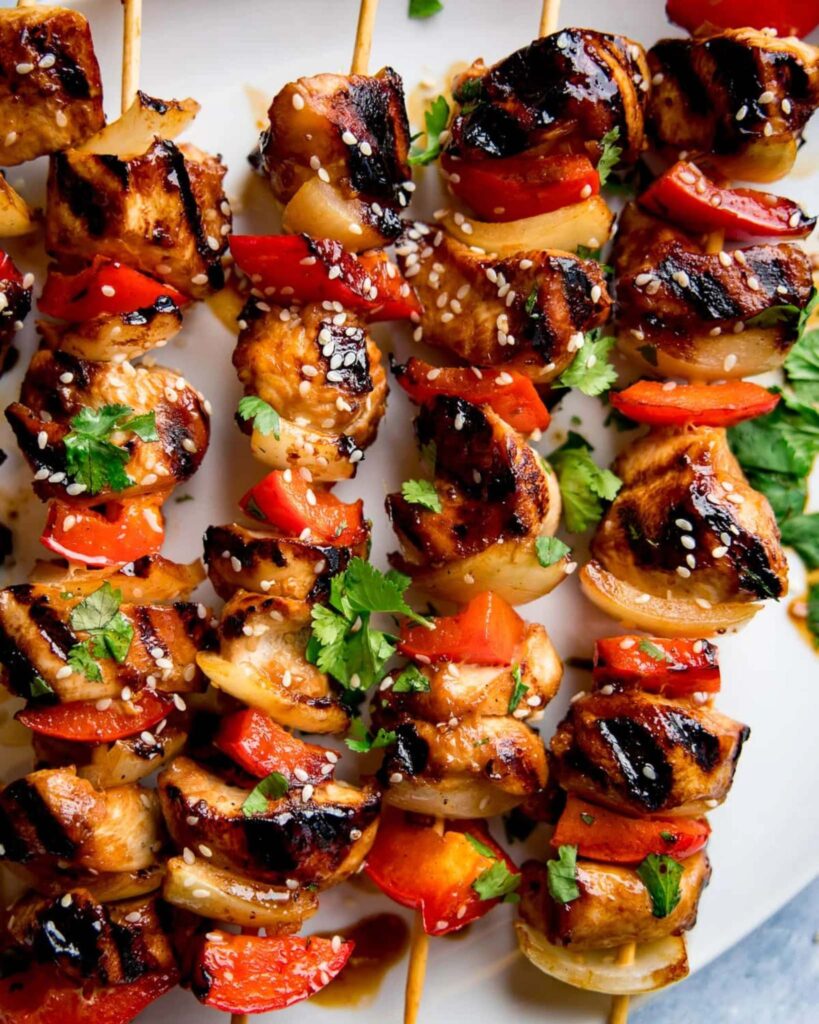 Healthy BBQ Chicken Skewers with Homemade Sauce