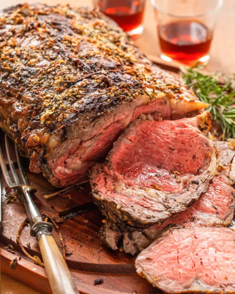 Herb-Crusted Prime Rib with Garlic Butter