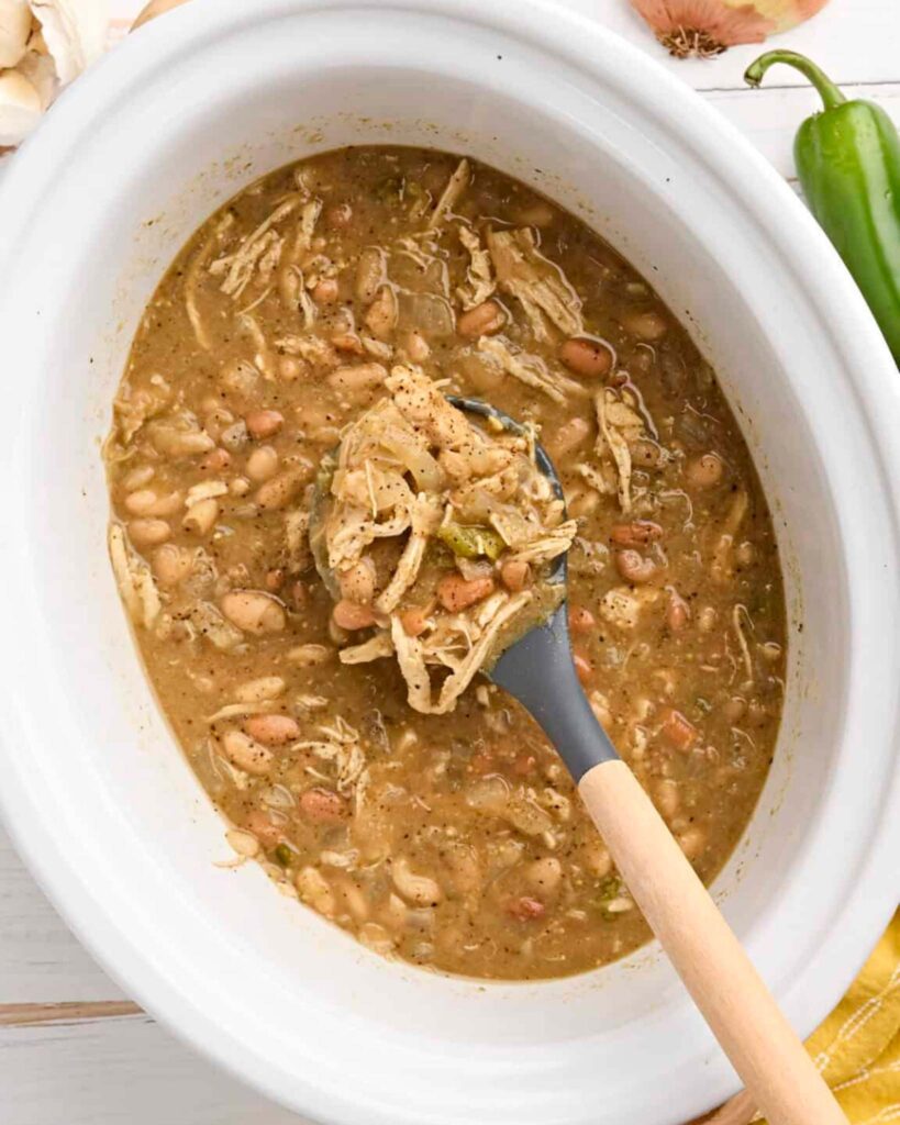 High protein Crockpot Chicken Chili