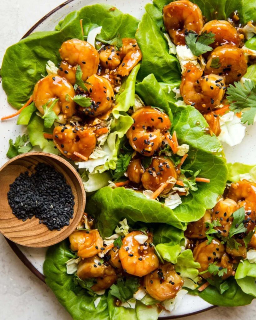 Lettuce Wraps with Spicy Shrimp