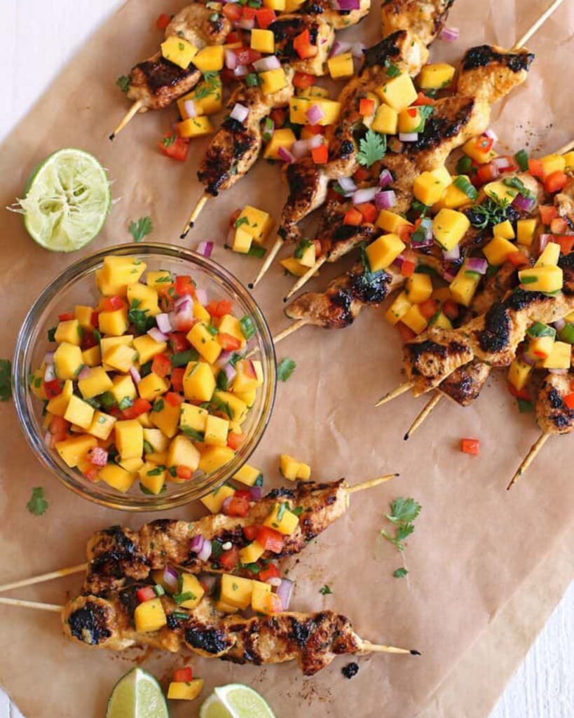 Mango Chili Chicken Skewers