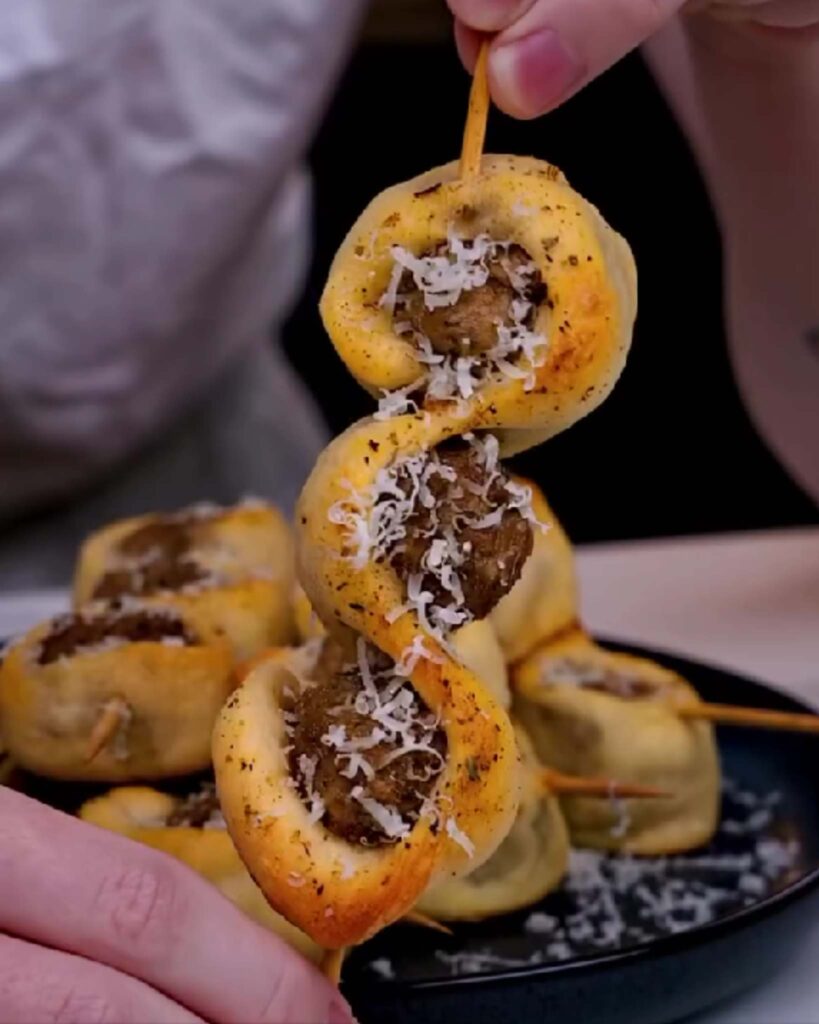 Mini Meatball Parmesan Skewers