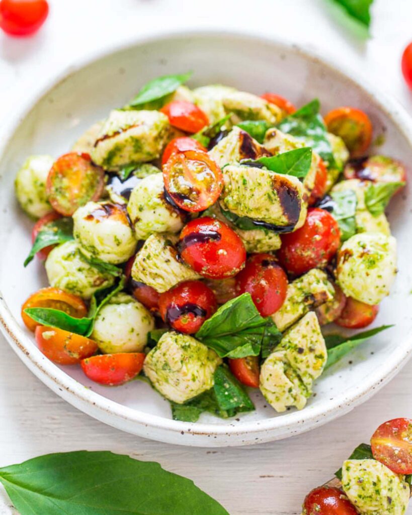 Pesto Caprese Chicken Salad