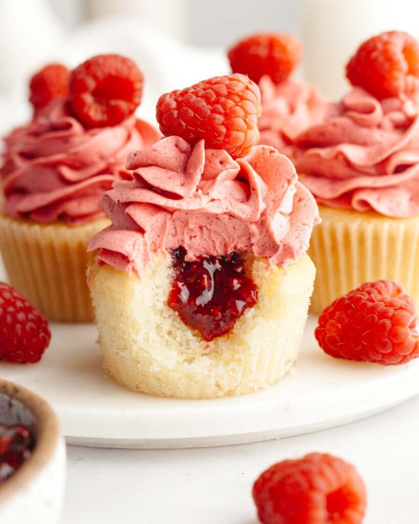 Raspberry Almond Easter Cupcakes