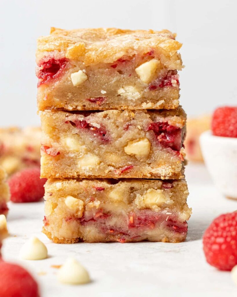Raspberry White Chocolate Blondies