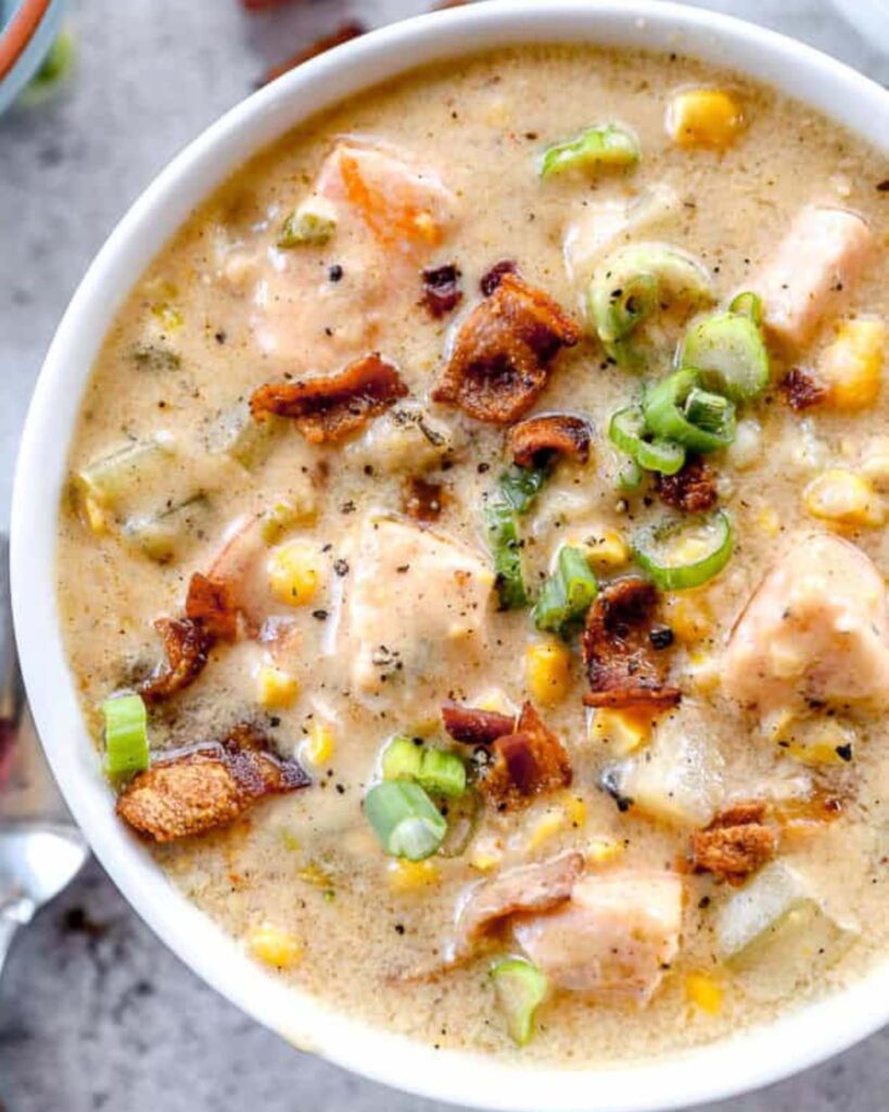 Salmon Chowder with Corn and Herbs