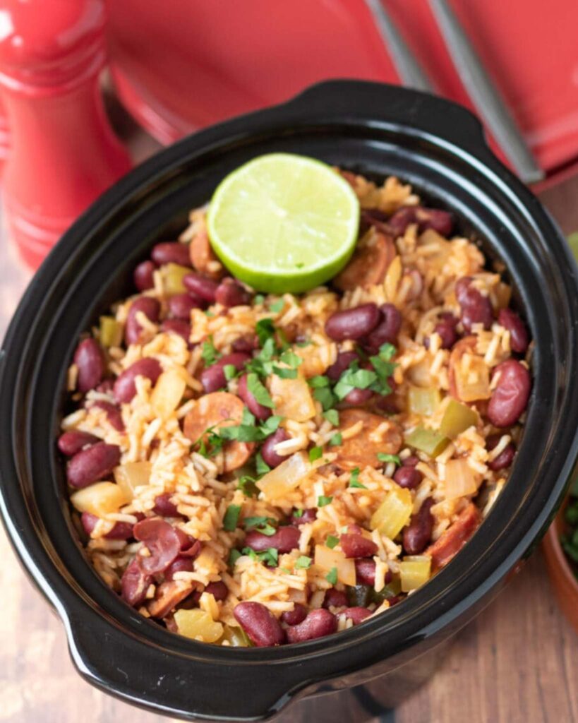 Slow Cooker Bean and Rice Bowl