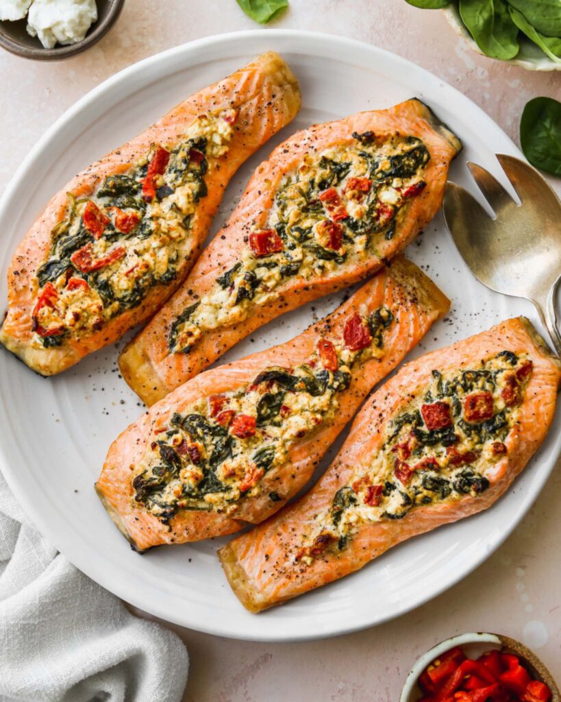 Spinach and Feta Stuffed Salmon