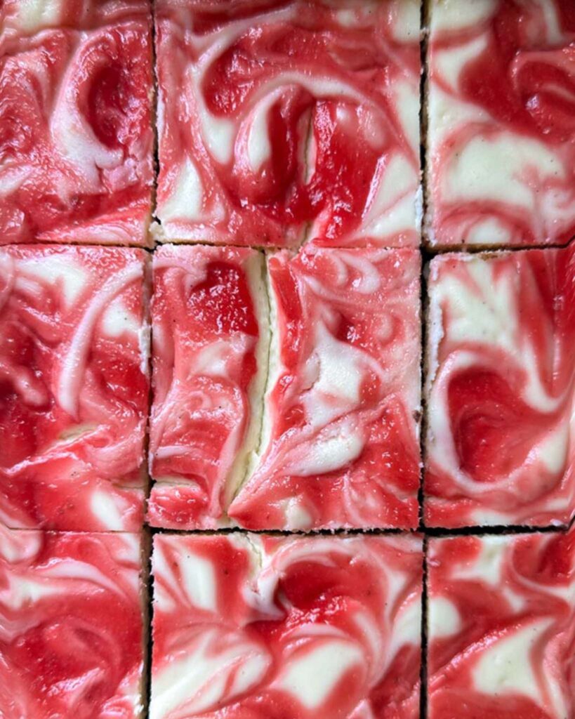 Strawberry Brownies with Cream Cheese Swirl