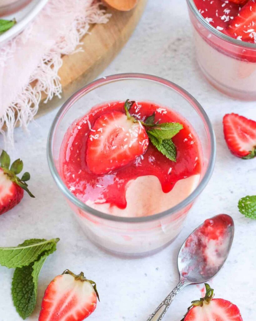 Strawberry Panna Cotta with Berry Sauce