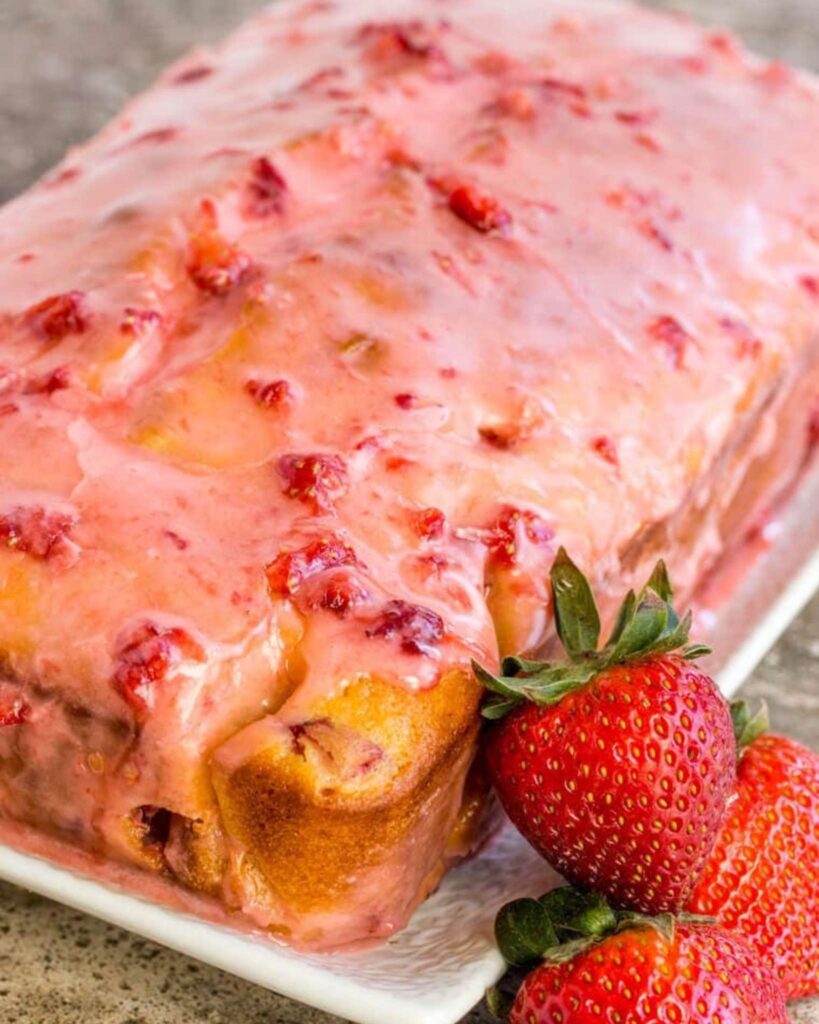 Strawberry Pound Cake with Glaze