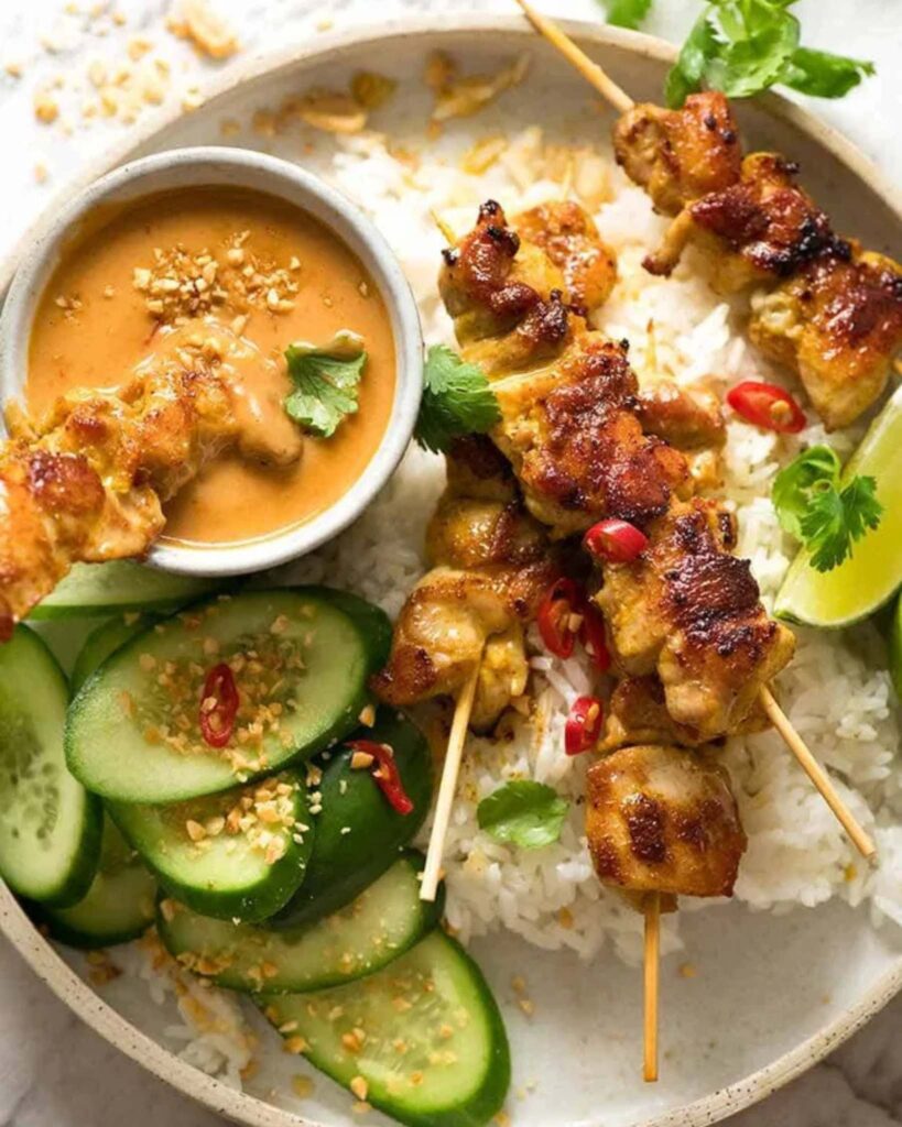Thai Peanut Chicken Skewers (Lightened Up)