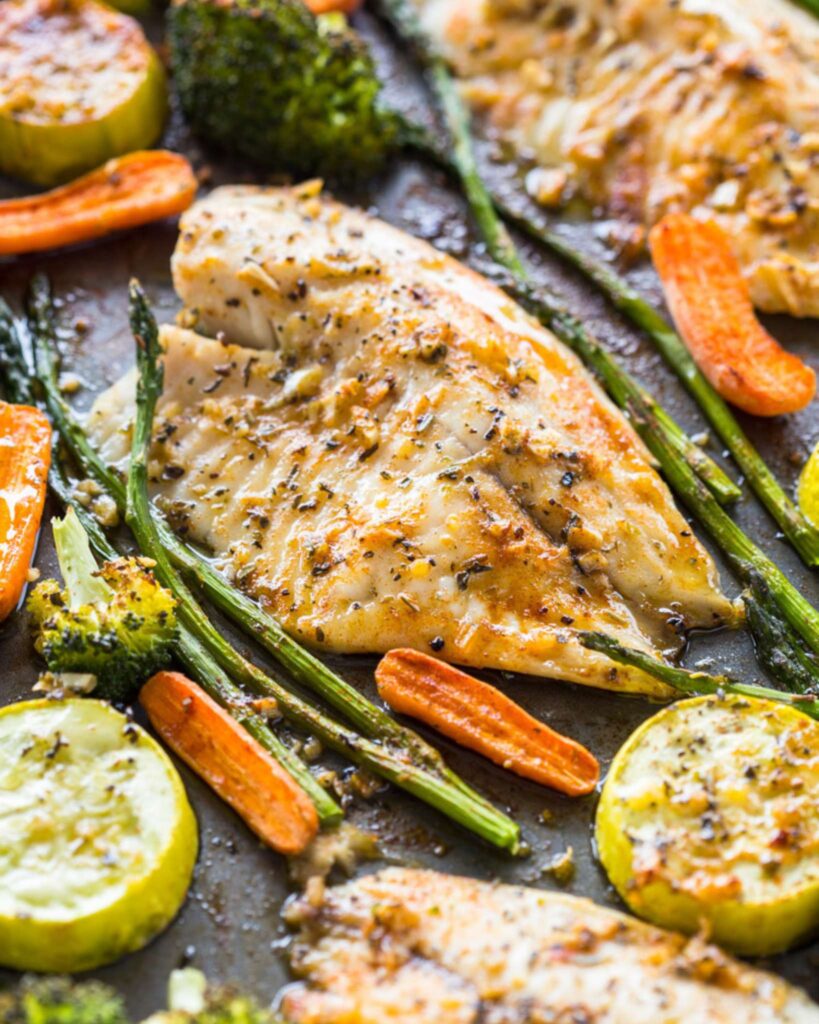 Tilapia with Mediterranean Veggies