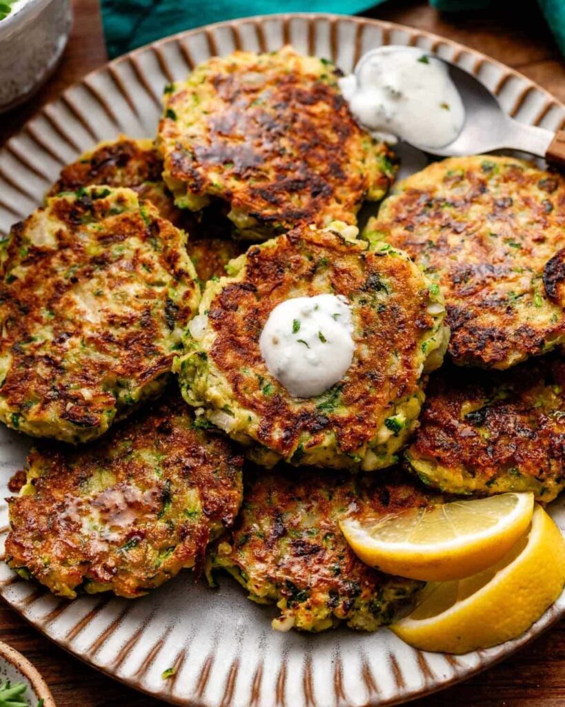 Zucchini Fritters with Garlic Dip