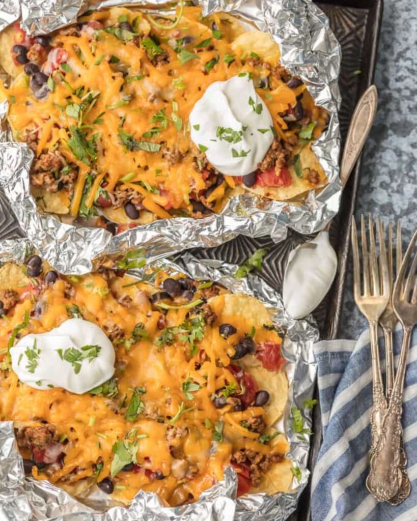 Cheesy Nachos in Foil