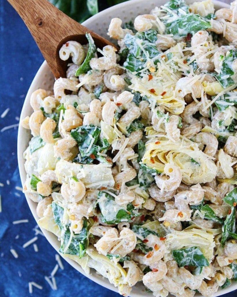 Creamy Spinach Artichoke Pasta Salad