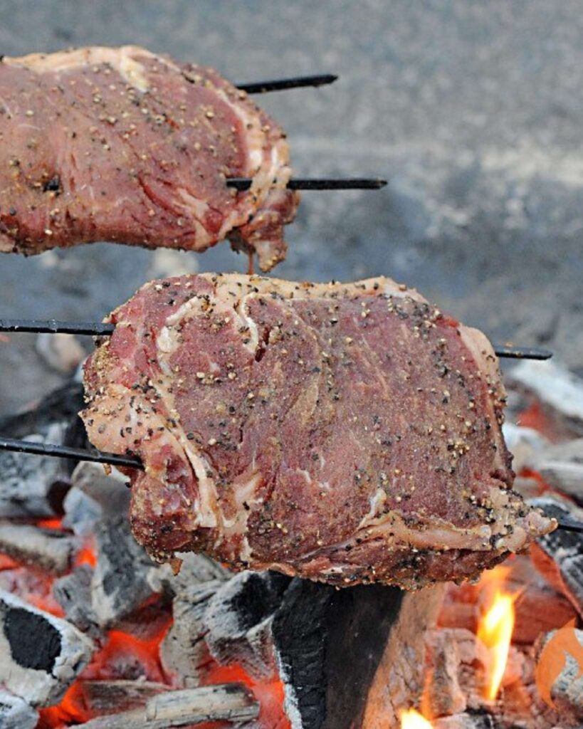 Grilled Steak Over Fire