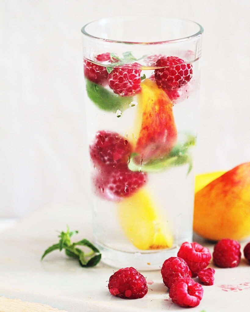 Peach and Raspberry Detox Water